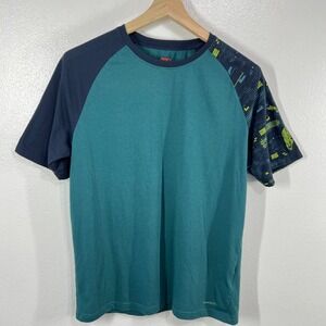 Canterbury VAPODRI Graphic Performance Shirt Mens L Teal Navy Sleeve Athletic